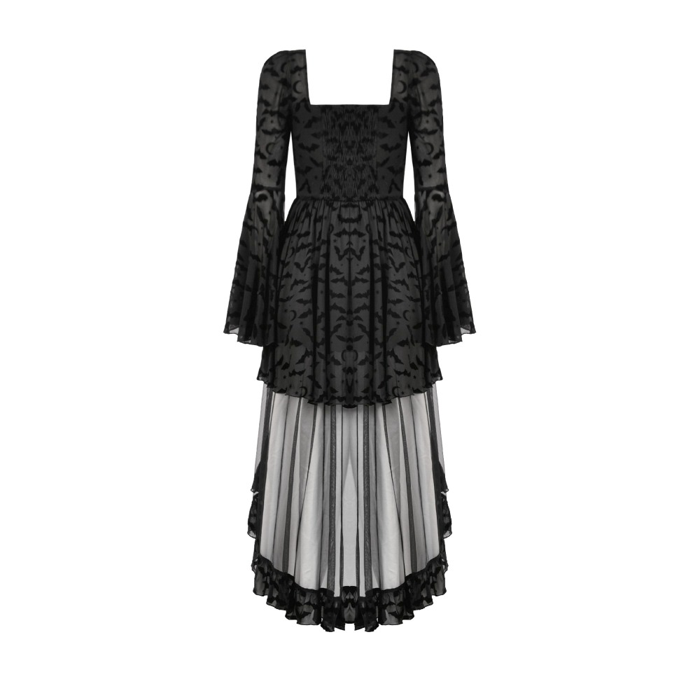Dark in Love - Star & Moon Gothic Lolita Bat Hem High low jurk - Zwart